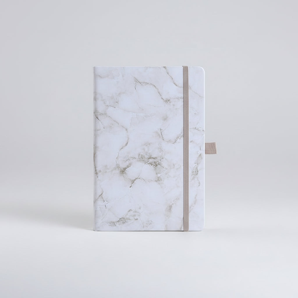 Journal mit Marmormuster mit Gummiband (diverse Farben)