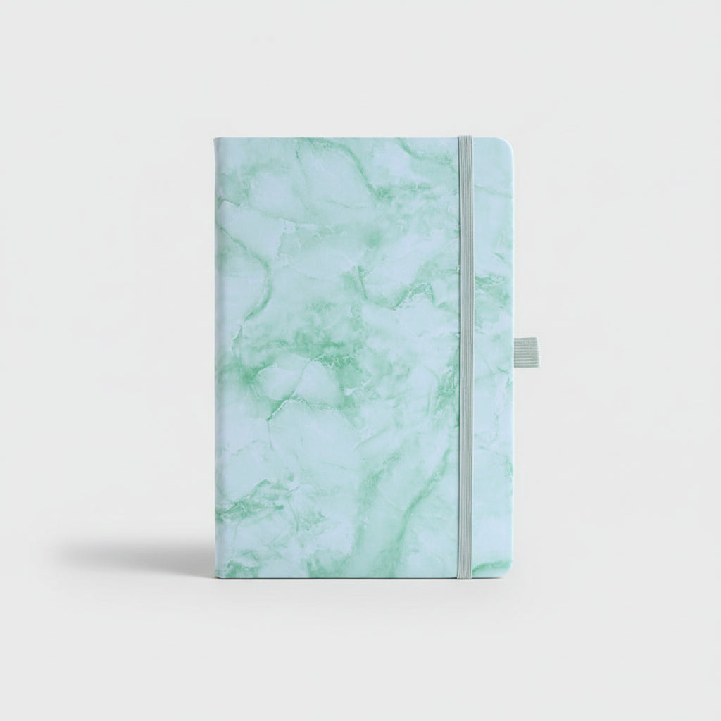 Journal mit Marmormuster mit Gummiband (diverse Farben)