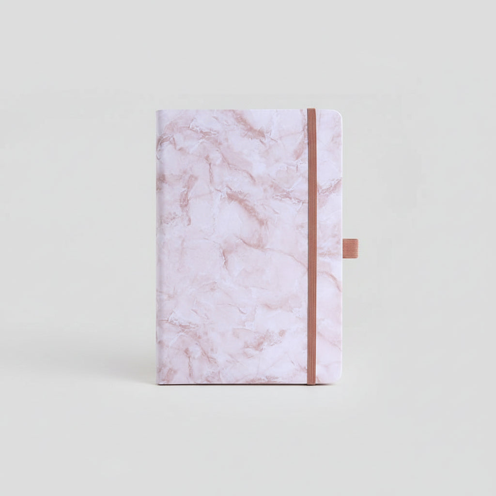 Journal mit Marmormuster mit Gummiband (diverse Farben)